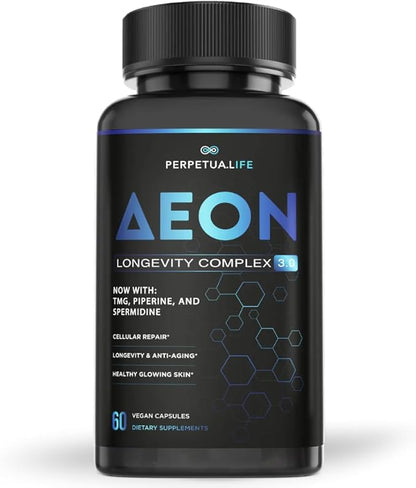 Anti Aging Supplement NAD Complex AEON with Nicotinamide, Fisetin, Quercetin, Resveratrol, Astragalus, Collagen, CoQ10, L-Theanine, EGCG