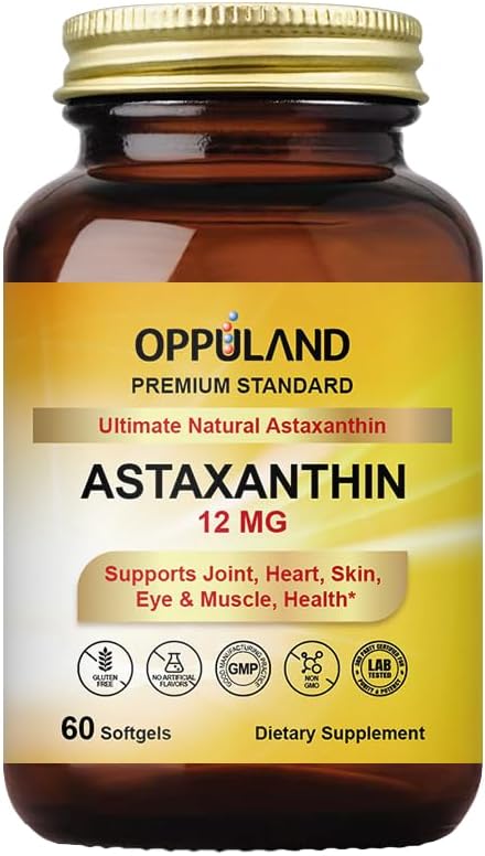 Astaxanthin 12mg | 60 Softgels | Supports Joint, Heart, Skin and Muscle Health
