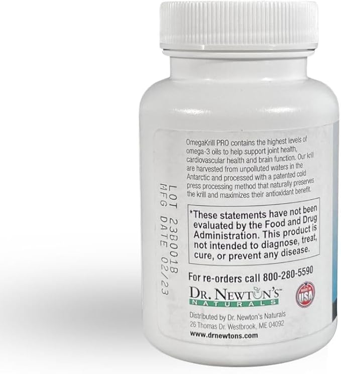 Dr. Newton’s Naturals OmegaKrill Pro EPA & DHA, Omega 3, Pristine Krill Oil – Brain, Joints, Eyes - 60 Softgels