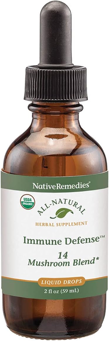 Native Remedies Immune Defense 14 Mushroom Blend to Protect and Maintain Immune System Function, 2 Fl oz.