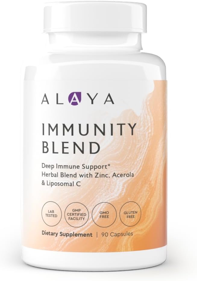Alaya Naturals Immunity Blend - Advanced Immune Support with Vitamin C, Zinc, Elderberry, Garlic, Ginger, Morgina, Oregano and Astragalus: Support Immunity and Overall Health - 90 Capsules