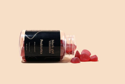 Black Girl Vitamins - Probiotic Gummies for Digestive Health and Immune Support, Gluten-Free Vitamins, (Raspberry-Watermelon), 60ct