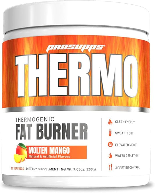 PROSUPPS Thermogenic Fat Burner Powder, Molten Mango - Weight Loss & Metabolism Booster Pre Workout Supplement for Women & Men - Supports Appetite Control & Boosts Energy - Gluten-Free - 25 Servings