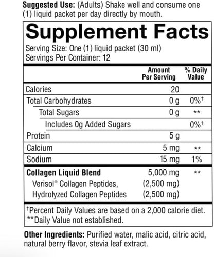 Youtheory Collagen Liquid - 2,5000 mg Hydrolyzed Collagen - Supports Hair, Skin & Nails* - 18 Amino Acids - Sugar-Free & Dairy-Free - Natural Strawberry Flavor - 15 fl oz