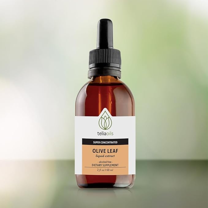 Teliaoils Premium Greek Olive Leaf Glycerin Extract, Rich in Antioxidant Oleuropein, Pure and Potent, Non-GMO, Vegan, Gluten-Free, Easy-to-Use, Alcohol-Free 2 fl oz. (60ml)