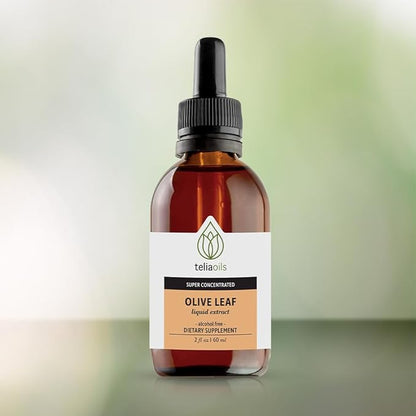 Teliaoils Premium Greek Olive Leaf Glycerin Extract, Rich in Antioxidant Oleuropein, Pure and Potent, Non-GMO, Vegan, Gluten-Free, Easy-to-Use, Alcohol-Free 2 fl oz. (60ml)