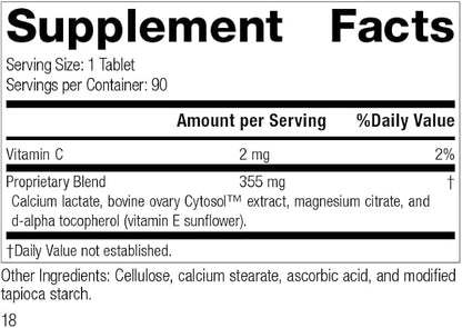 Standard Process Inc. Ovex - Whole Food Women's Health Supplement with Calcium Lactate, Magnesium Citrate, and Vitamin C - Gluten Free - 90 Tablets