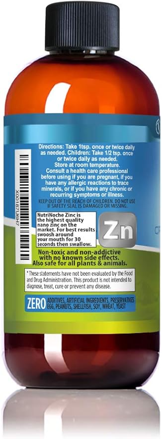 NutriNoche Pure Crystalline Liquid Zinc Supplement - 30 PPM - Colloidal Minerals