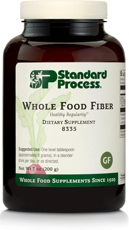 Standard Process Whole Food Fiber - Bowel, Digestion and Digestive Health with Rice Bran, Organic Carrot, Apple Pectin, Beet Root, Oat Fiber and Organic Sweet Potato - Vegetarian - 7 Ounce