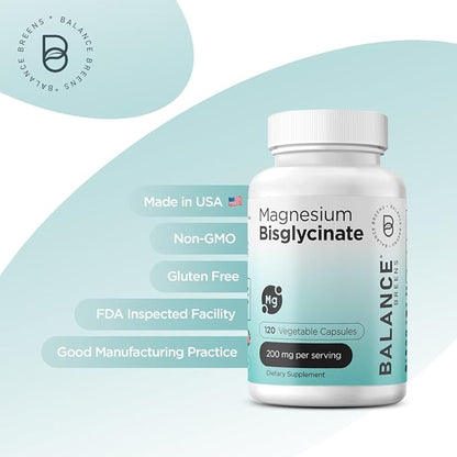 Magnesium Bisglycinate 200mg, High Absorption Chelated, 120 Vegan Capsules - Supports Heart Health, Muscle Cramps, Bone Health & Positive Mood