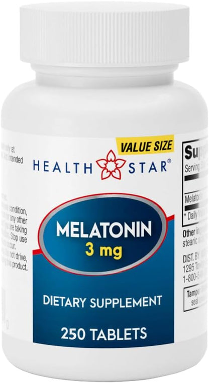 GeriCare Melatonin 3mg Tablets, Balances Nighttime Routine - Helps Adjust to Changing Schedules - Promotes Restful Evenings – Easy-to-Take Tablets, 250 Count (Pack of 1)