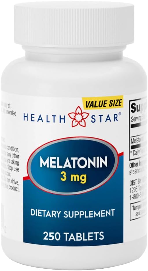 GeriCare Melatonin 3mg Tablets, Balances Nighttime Routine - Helps Adjust to Changing Schedules - Promotes Restful Evenings – Easy-to-Take Tablets, 250 Count (Pack of 1)