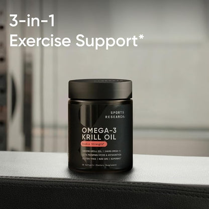 Sports Research® Omega-3 Krill Oil 2000mg - Pure Antarctic Superba Boost Krill with Phospholipids, Choline & Astaxanthin - MSC Certified Sustainable, Non-GMO Verified & Gluten Free - 60 Softgels