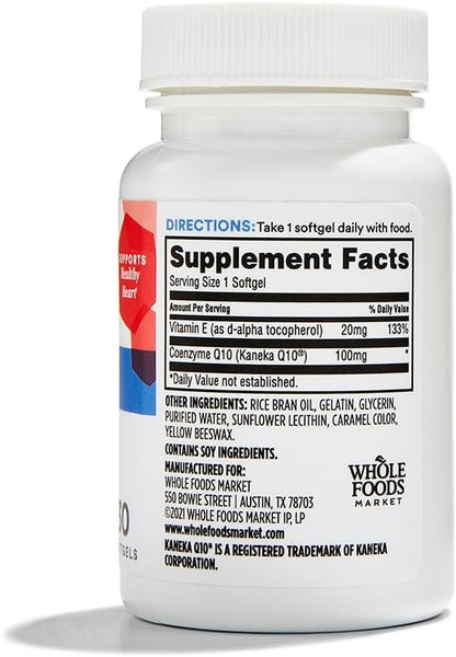 365 by Whole Foods Market, Co Q10 100Mg, 30 Softgels (Pack of 2)