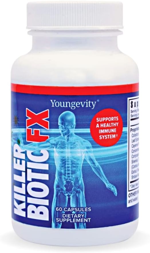 Youngevity Killer Biotic FX - Immune System Support | Sourced from Bee Propolis, Mushrooms & Colostrum | Natural Immunity Support | 60 Capsules