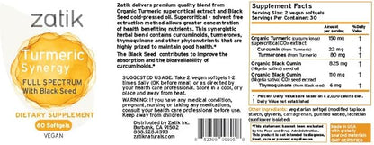 Zatik Naturals - Turmeric Supercritical Liquid Synergy with Black Seed Organic CO2 Extract, Antioxidant, Cold Pressed, Unrefined Oil, Vegan, Non-GMO, Organic, 1.0 fl oz.