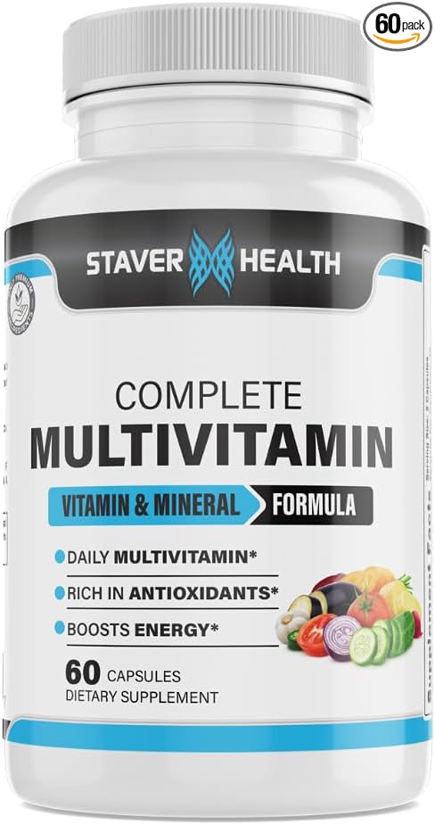 Complete Multivitamin Capsules for Men & Women - 60 Count - 30 Servings - 1 Month Supply