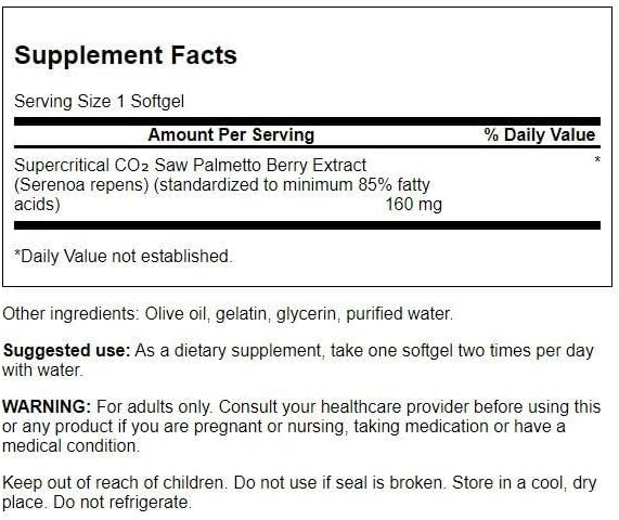 Swanson Saw Palmetto Men Prostate Health Hormone Support Urinary Health 160 Milligrams 120 Sgels
