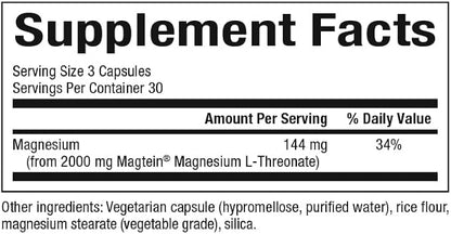 Natural Factors REGENERLIFE® MAGTEIN® Magnesium L-Threonate, 90 Vegetarian Capsules