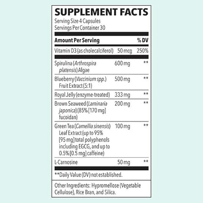 LifeSeasons Stem Boost-R - Stem Cell Support - Naturally Repair Damaged Tissue - Vitamin Supplement Rich in Antioxidants - Royal Jelly, Spirulina, Blueberry, Brown Seaweed & L-Carnosine - 120 Capsules