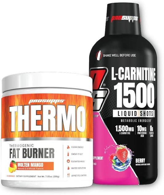 PROSUPPS Thermo Fat Burning Thermogenic Powder Molten Mango and 1500 L-Carnitine Berry - Weight Management and Pre Workout - Energy, Mood, Appetite Control