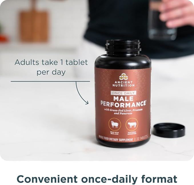 Ancient Nutrition Organ Supplements for Men, Once Daily Grass-Fed and Wild Organ Complex Capsules, Liver, Prostate, Pancreas Supports Male Performance, Healthy Aging, 30 Ct