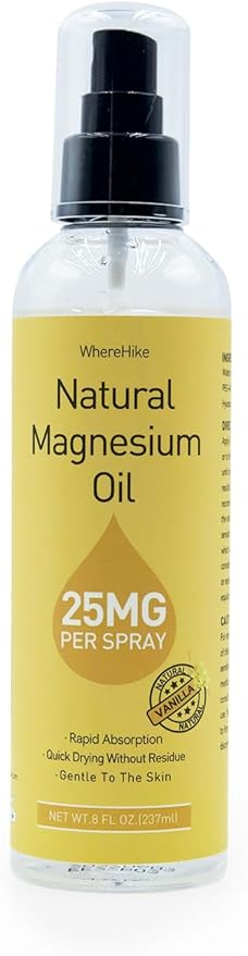 Magnesium Spray, Pure Magnesium Oil Spray for Feet,Ideal Gift for Muscle Relaxation&Better Sleep,Rapid Absorption,Quick Drying Without Residue-Vanilla