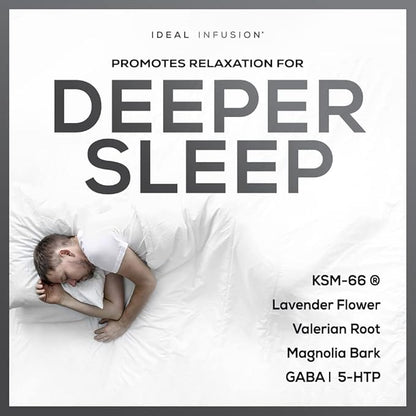 Ideal Infusion Nighttime Recovery & Deep Sleep Supplement: Relaxation and Stress Support - Magnesium Glycinate, KSM-66 (Melatonin Free) Muscle Cramp Relief, Vegan