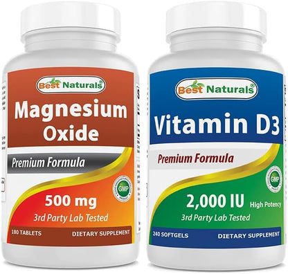 Magnesium Oxide 500 mg & Vitamin D3 2000 IU