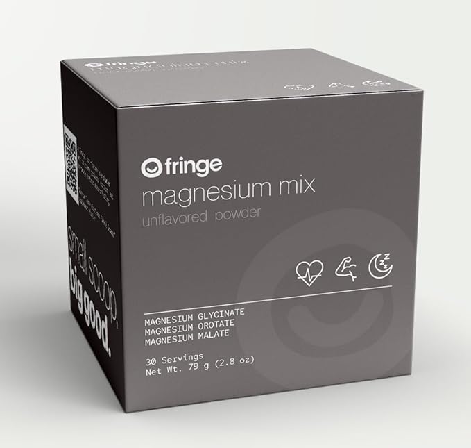 Fringe Triple Magnesium Mix Powder, Magnesium Glycinate, Orotate, & Malate, Unflavored, Clean Formula, Mix Into Anything, 30 Servings