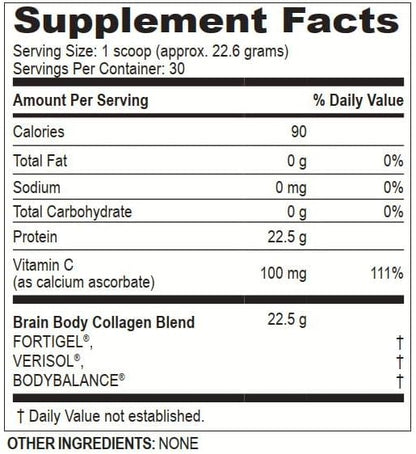 Brain Body Collagen Peptides Powder - Vital Protein & Collagen Supplement for Women & Men - Hydrolyzed Type I & III for Hair, Skin, Nails & Joint Health - 30 Servings - Unflavored - 678g