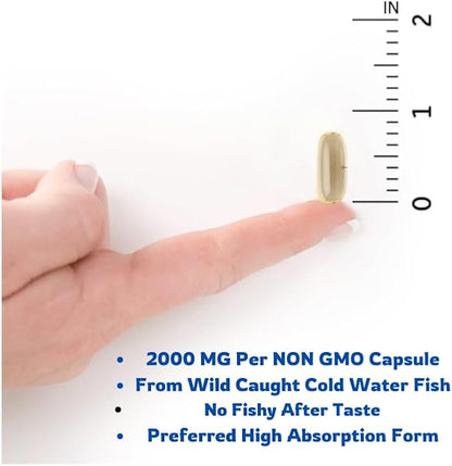 Triple Strength Omega 3 Fish Oil Supplement with 2000 mg, 120 Softgels