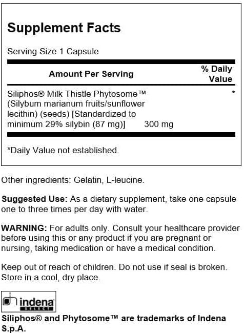 Swanson Siliphos Milk Thistle Phytosome 300 Milligrams 60 Capsules