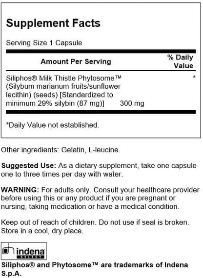Swanson Siliphos Milk Thistle Phytosome 300 Milligrams 60 Capsules