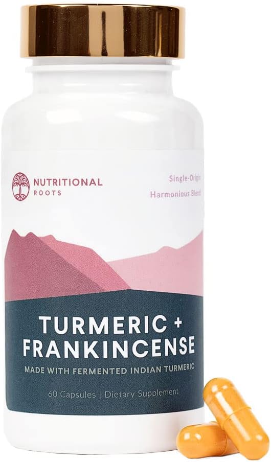 Indian Turmeric + Frankincense - With 95% Curcuminoids, Curcumin Longa, Boswellia Serrata & Black Pepper - Supports Joint Health - Dietary Supplement - 1 Month Supply - 60 Capsules
