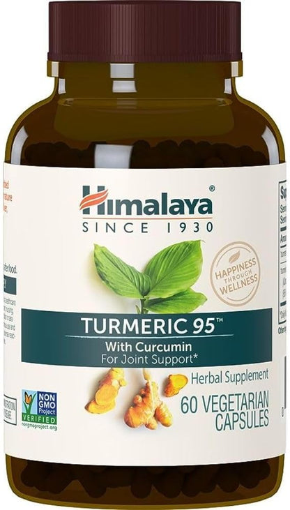 Himalaya Turmeric 95 Supplement with Curcumin/Curcuminoids, Joint and Muscle Support, Optimum Flexibility and Mobility, 600 mg, Non-GMO, Vegan, Gluten Free, 60 Capsules, 60 Day Supply