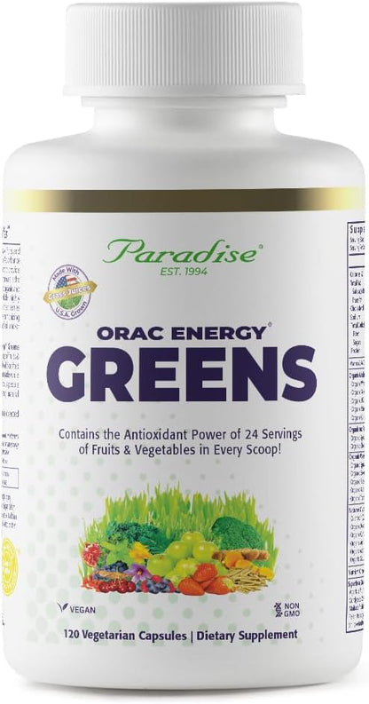 Paradise Herbs, ORAC Energy, Superfood Capsules, Includes Over 42 Organic & Wild-Crafted Ingredients, Probiotics & Enzymes, 120