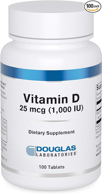 Douglas Laboratories Vitamin D 25 mcg (1,000 IU) - D3 Vitamin - For Immune Support, Bone Health & Tooth Health* - D Vitamin as Cholecalciferol - 100 Tablets