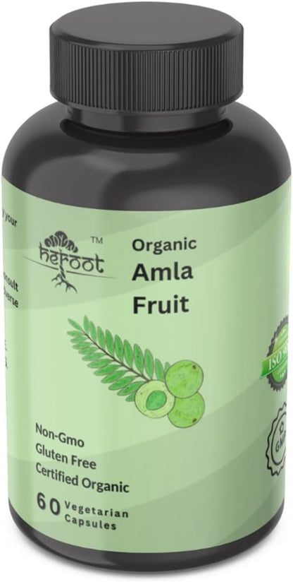 Organic Amla Capsules - Indian Gooseberry for Natural Vitamin C, Support for Skin & Hair 120 Capsules
