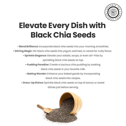 Pride Of India - PACK of 6 - Natural Black Chia Seeds - Omega-3 & Fiber Superfood, 1.25 Pound (20oz) Jar