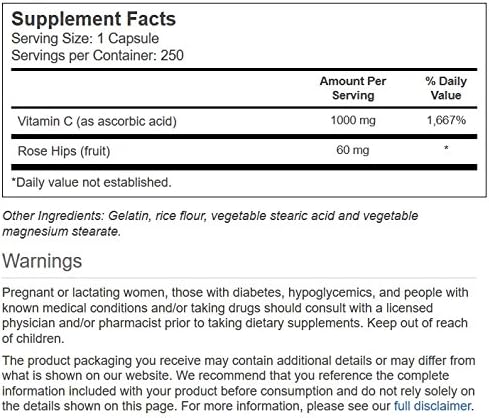 Vitacost Vitamin C with Rose Hips - 1000 mg - 250 Capsules