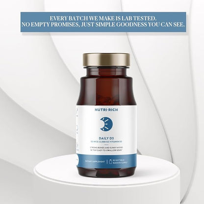 Nutri-Rich Daily Vitamin D3 2,000 IU (50 mcg) Dietary Supplement for Bone, Immune Health Support, Healthy Teeth, Healthy Muscle Function, Gluten Free, Soy Free, Vitamin D 90 Softgels