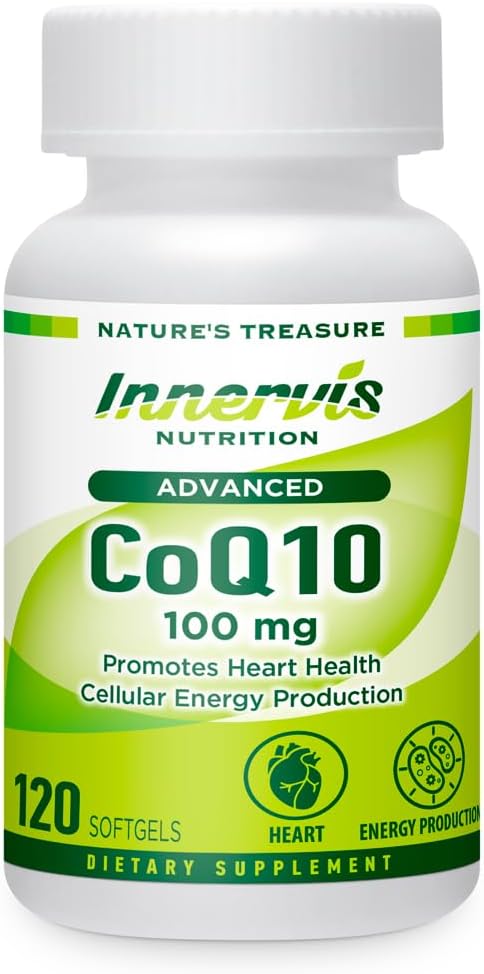 CoQ10 100mg 120 Softgels Promote Heart Health Energy Production Powerful Antioxidant Supplement