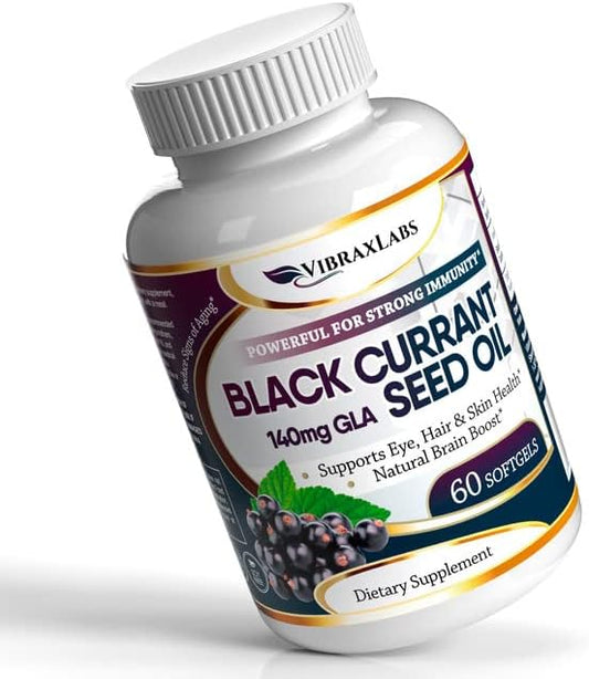 Black Currant Oil 1000mg - Hexane Free – Natural Anti Aging Antioxidant with High GLA Formula – Supports Hair, Skin, Joint & Eye Health – Premium Black Currant Seed Oil Softgel Supplement