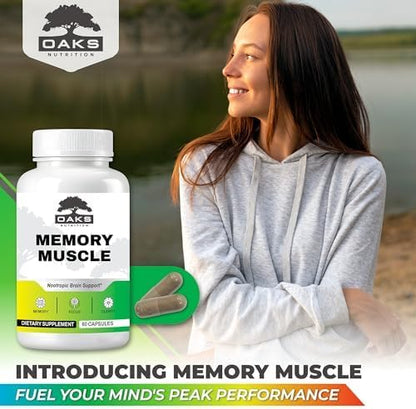 Memory Muscle - Nootropic Brain Support for Memory, Enhanced Focus & Mental Clarity - Featuring B12 for Energy
