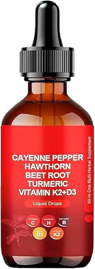 Cayenne Pepper Organic, Liquid Cayenne Pepper Drops for Turmeric,Panax Ginseng, Beet Root Powder,Ceylon Cinnamon and More Herbals - 2 Fl Oz (1)