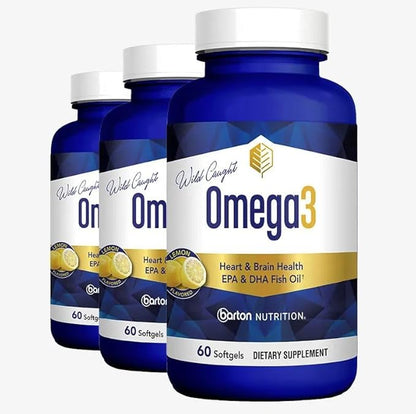 Omega3 - Heart & Brain Support Formula with Fish & Krill Oil - EPA & DHA - 60 Doctor Formulated Capsules
