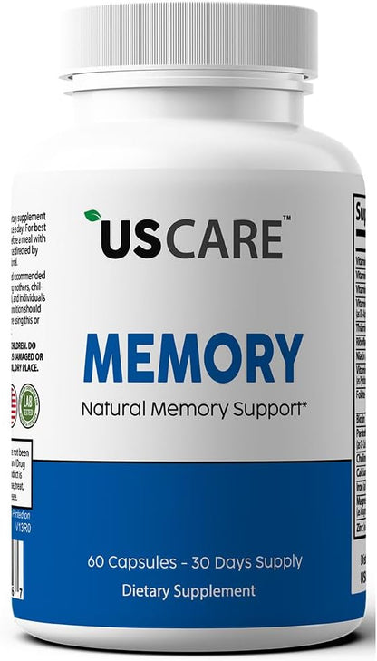 USCare Memory - Natural Memory Support Formulated with 40 Unique Nootropic with Phosphatidylserine, Choline, Bacopa Monnieri and Huperzine A