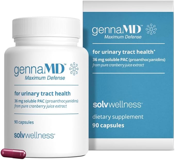 Solv Wellness GennaMD - Maximum UTI Defense - 36 mg Soluble PAC from 100% Cranberry Juice Extract - Highest PAC Concentration in a Small, Easy-to-Swallow Capsule - 90 Capsules