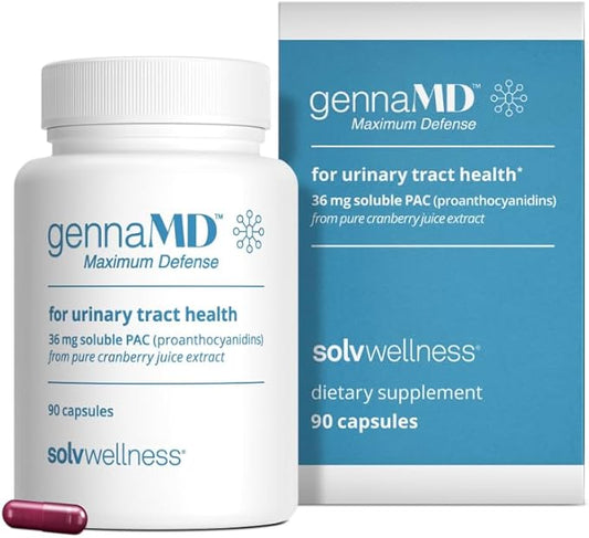 Solv Wellness GennaMD - Maximum UTI Defense - 36 mg Soluble PAC from 100% Cranberry Juice Extract - Highest PAC Concentration in a Small, Easy-to-Swallow Capsule - 90 Capsules